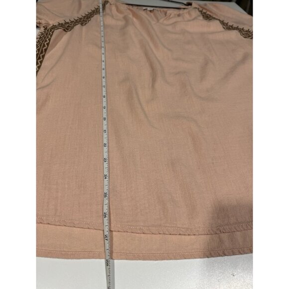 J Jill Women's Size L Shirt Linen Blend Tunic Top Boho Embroidered Short Sleeve - Picture 9 of 9